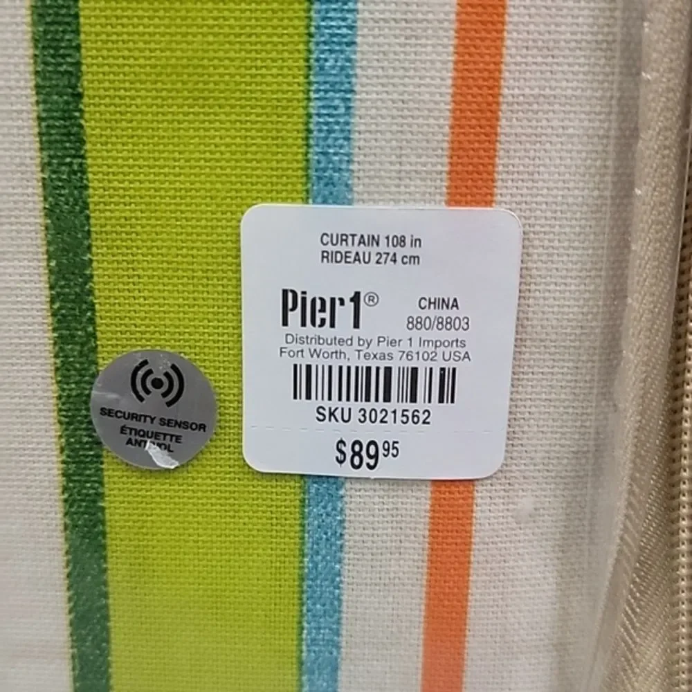 Pier 1 Imports NWT 2X Bright Sun Stripe Curtains Grommet Set 50 X 108 in